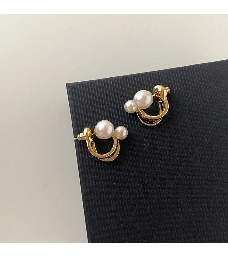 Gold Pearl Stud Earrings