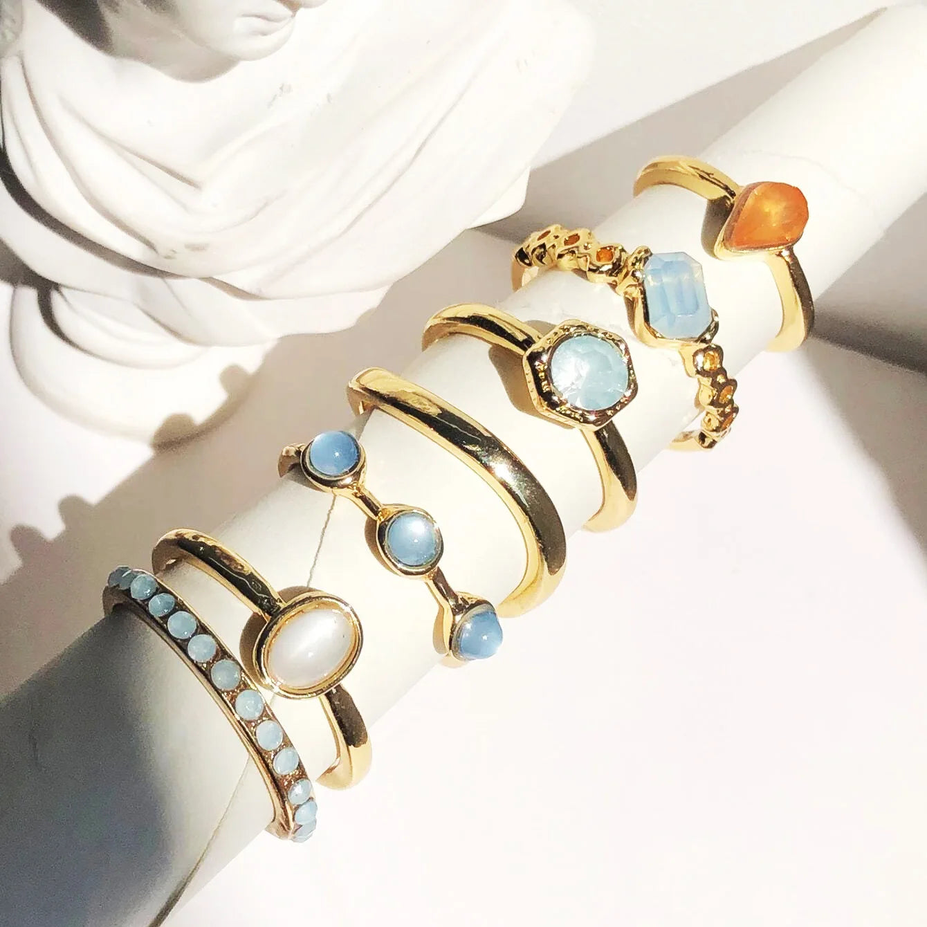 8Pcs Opal Stone Rings