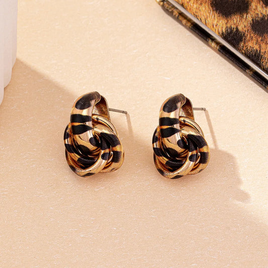 Spiral Leopard Print Stud Earrings