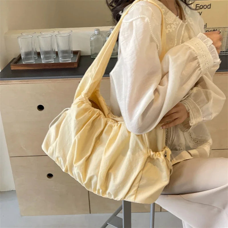 Nylon Pleated Crossbody/Tote Bag