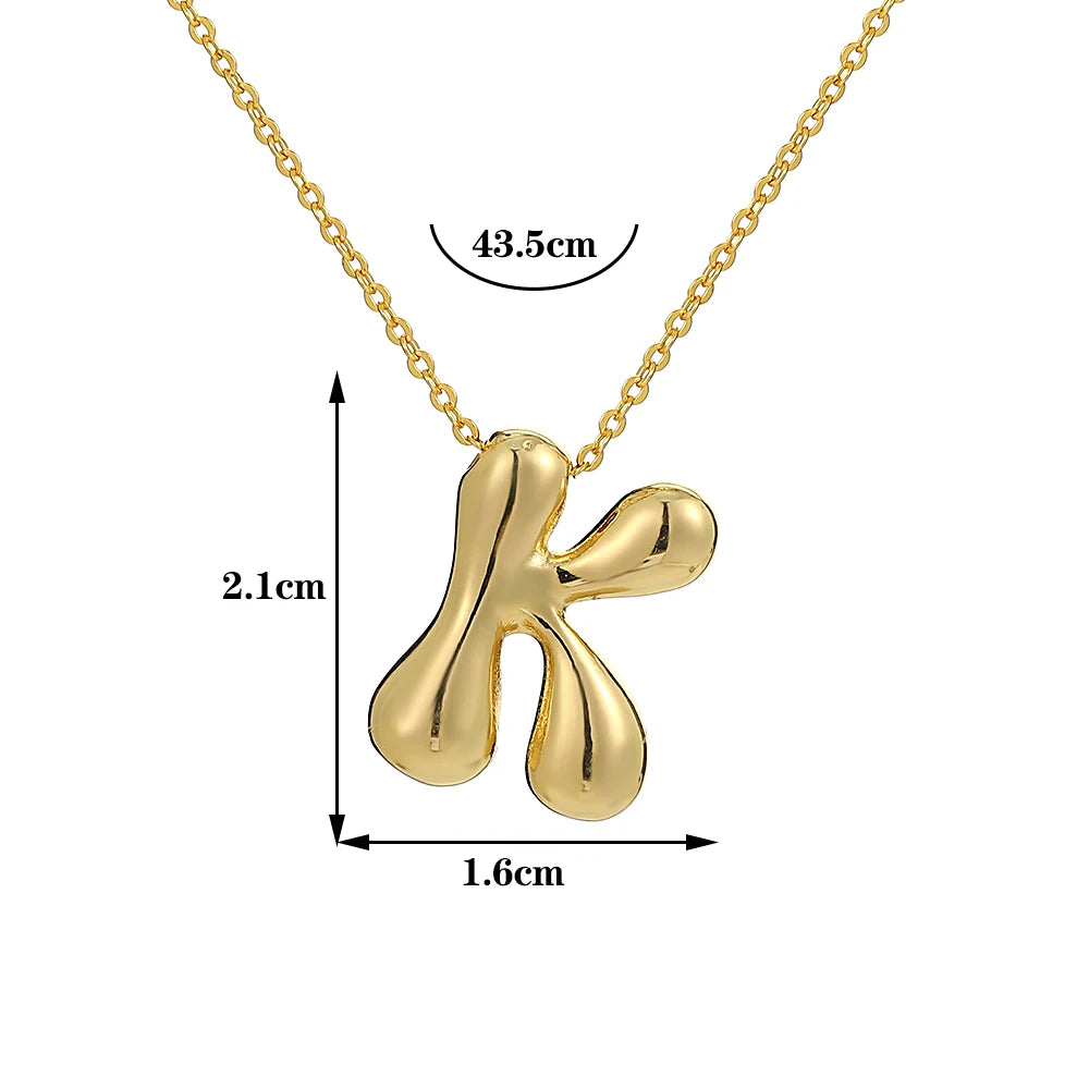 Gold Bubble Letter Necklace