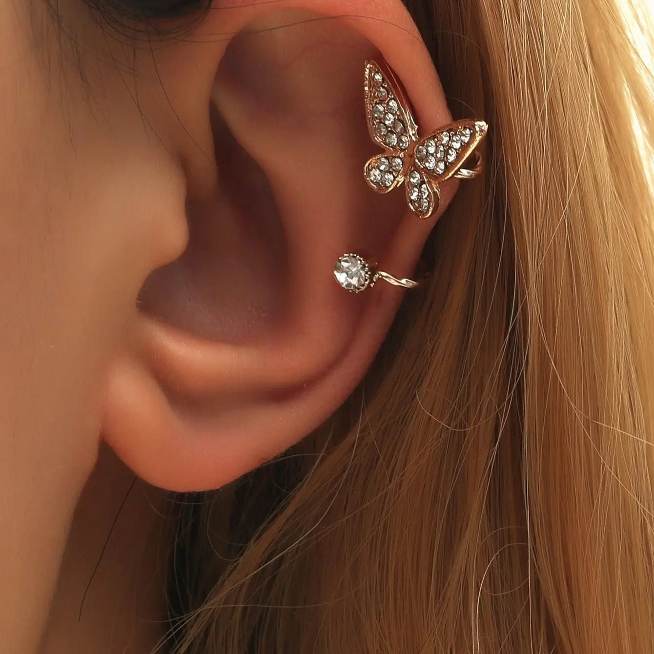 Butterfly Rhinestone Ear Clip