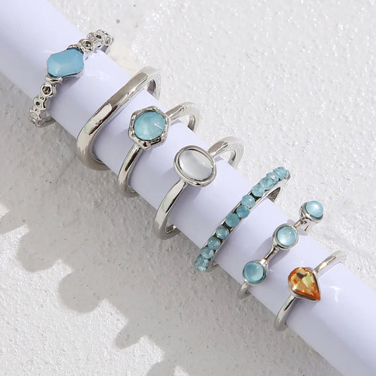 8Pcs Opal Stone Rings