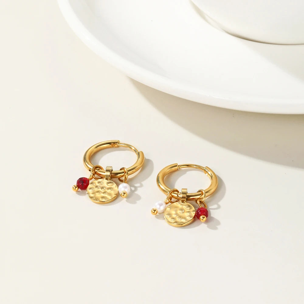 Gold Hoop Earrings With Cute Charms