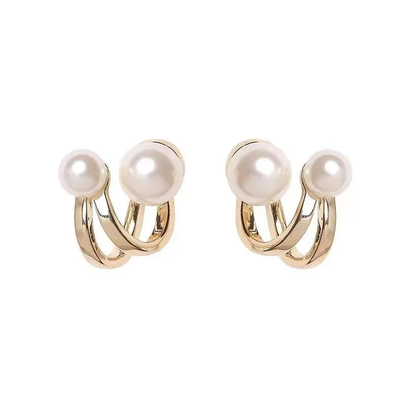 Gold Pearl Stud Earrings