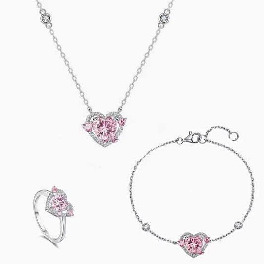 Pink Rhinestone Heart Jewelry