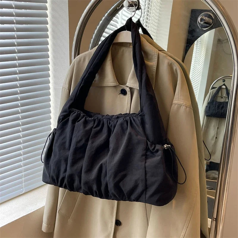 Nylon Pleated Crossbody/Tote Bag