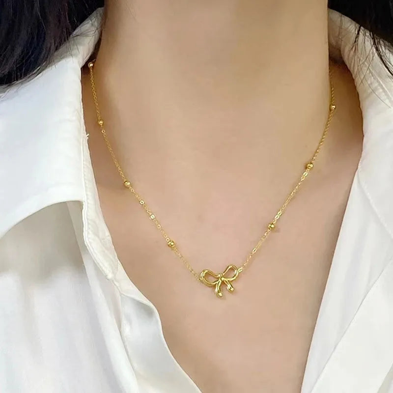 Gold Bow Necklace