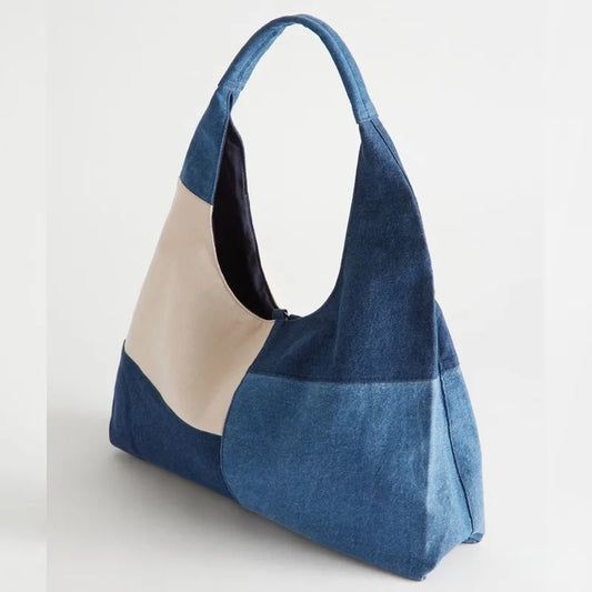 Denim Bag With Patchwork Design