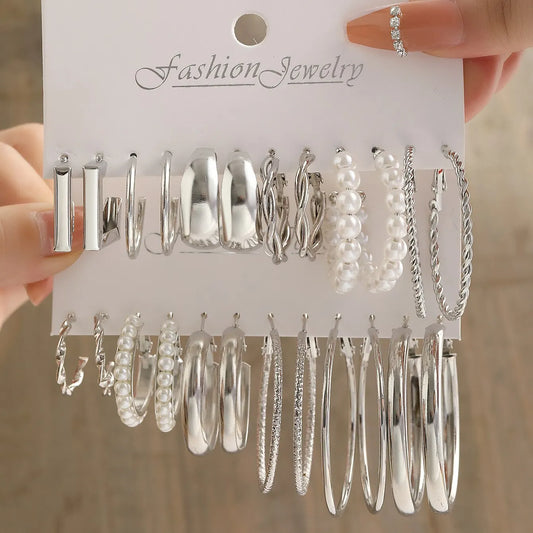 Silver Earring Pack- 12 Pairs