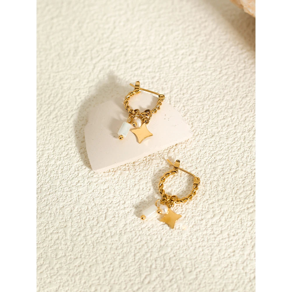 Gold Hoop Earrings With Cute Charms