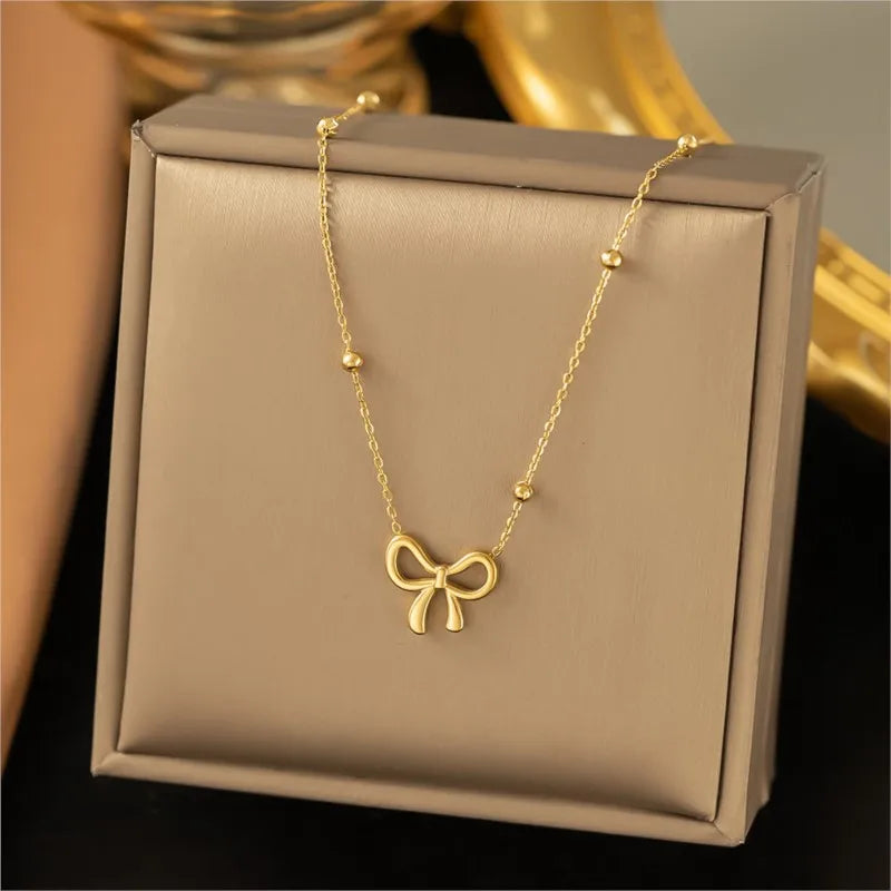 Gold Bow Necklace