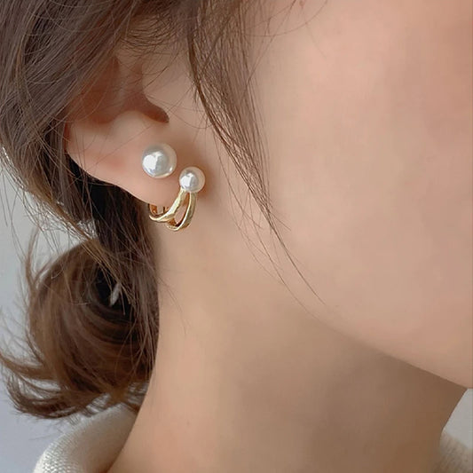 Gold Pearl Stud Earrings